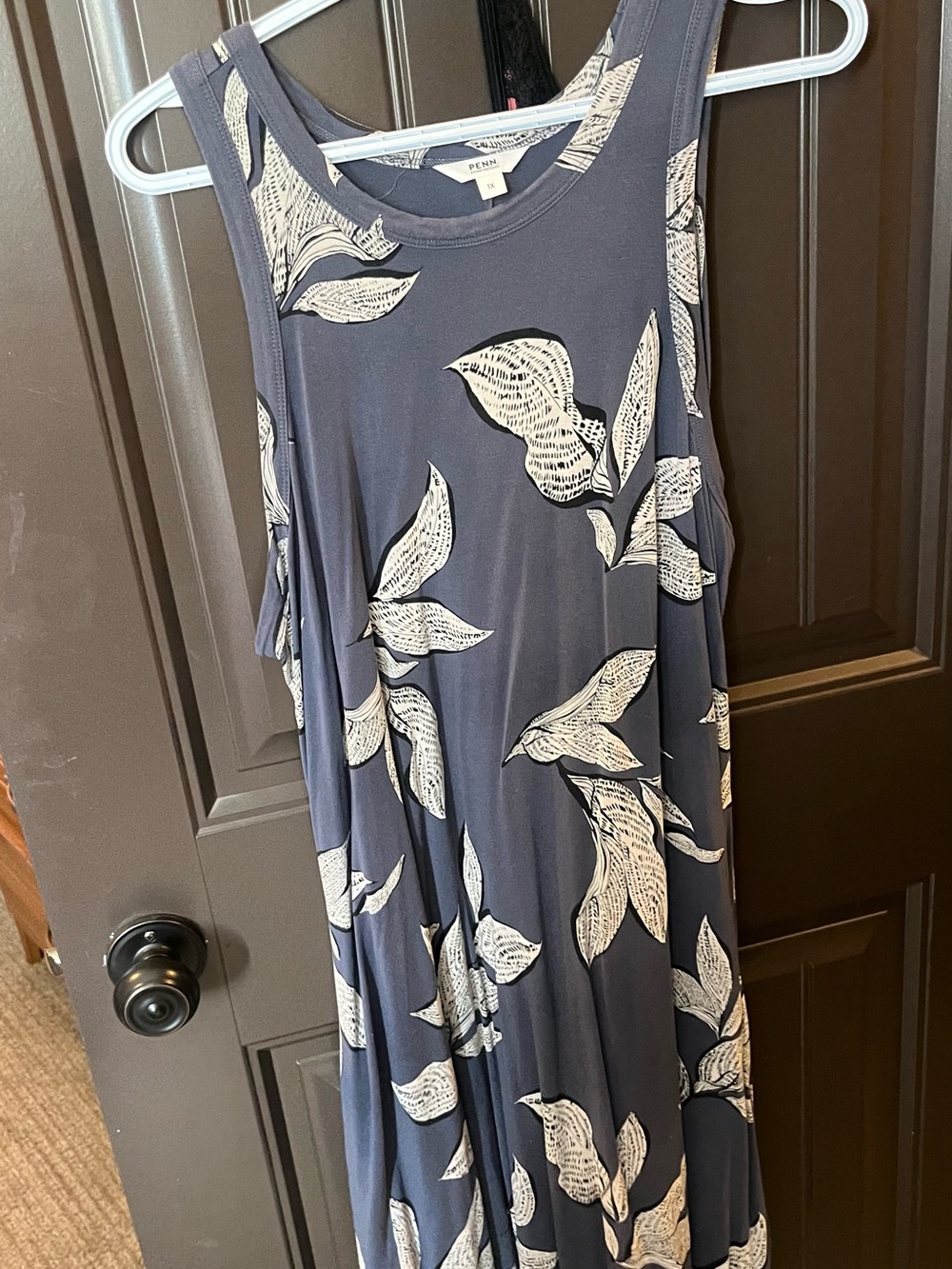 Penningtons Navy Maxi Dress with White Leaf Print